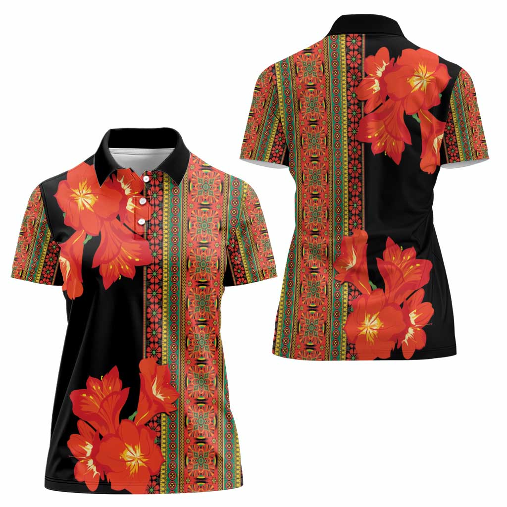 Africa Beauty Clivia Miniata Flowers Women Polo Shirt - Wonder Print Shop