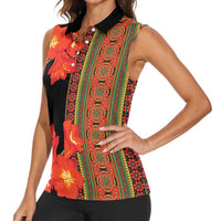 Africa Beauty Clivia Miniata Flowers Women Sleeveless Polo Shirt - Wonder Print Shop