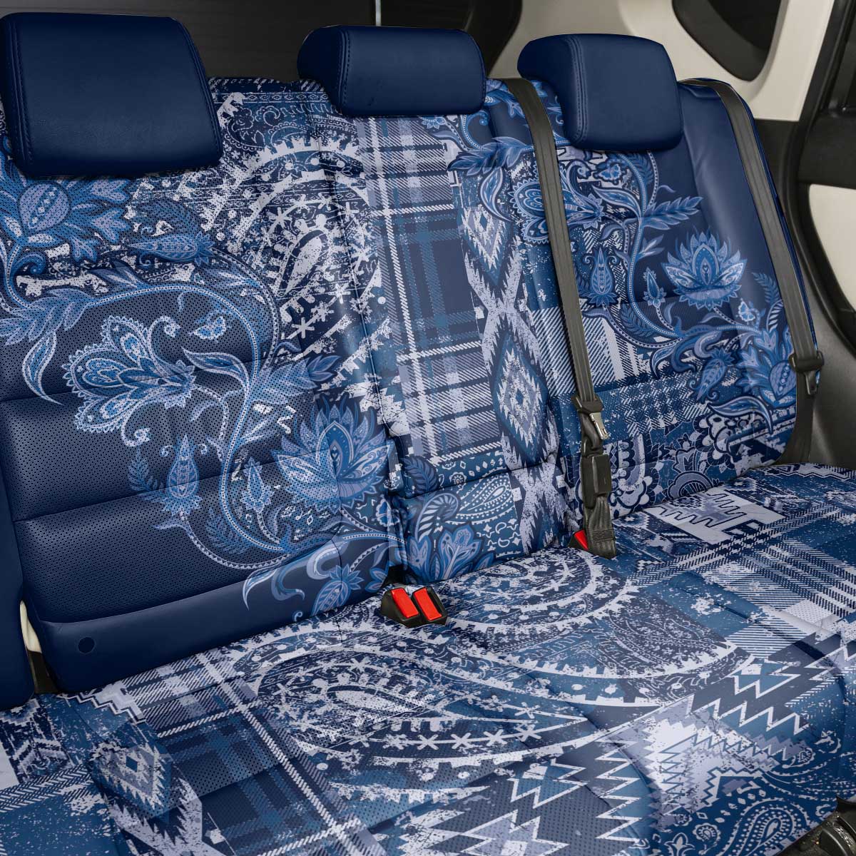 Africa Floral mix Maasai Shuka Back Car Seat Cover Blue Moitf LT9 - Wonder Print Shop