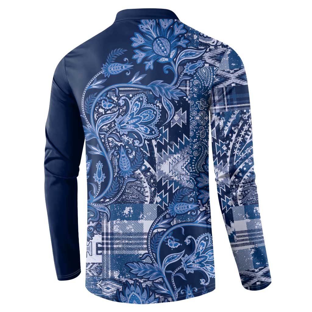 Africa Floral mix Maasai Shuka Button Sweatshirt Blue Moitf LT9 - Wonder Print Shop