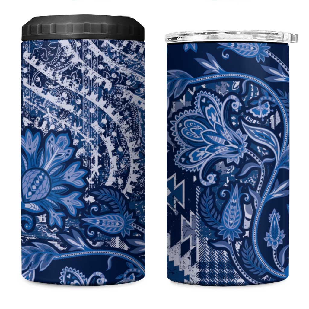 Africa Floral mix Maasai Shuka 4 in 1 Can Cooler Tumbler Blue Moitf LT9 - Wonder Print Shop