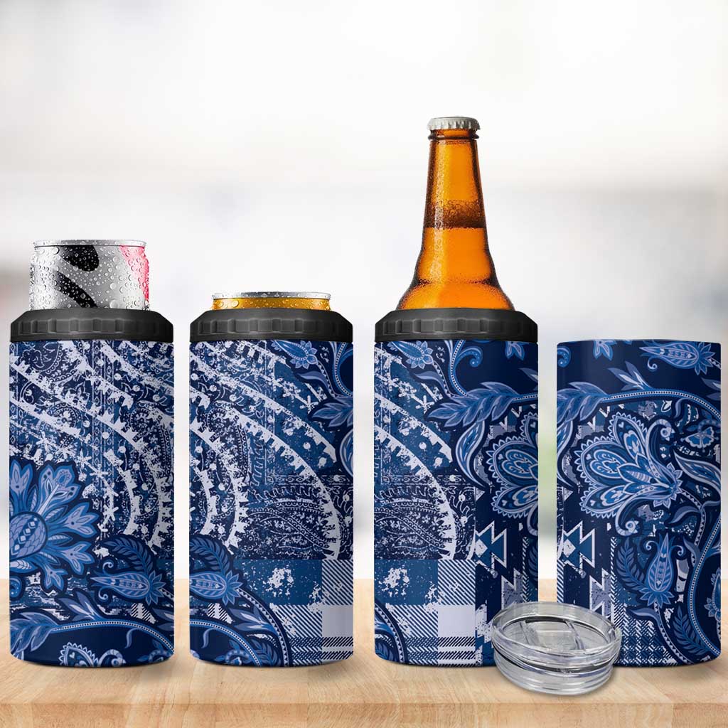 Africa Floral mix Maasai Shuka 4 in 1 Can Cooler Tumbler Blue Moitf LT9 - Wonder Print Shop
