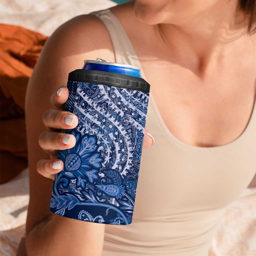 Africa Floral mix Maasai Shuka 4 in 1 Can Cooler Tumbler Blue Moitf LT9 - Wonder Print Shop