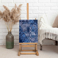 Africa Floral mix Maasai Shuka Canvas Wall Art Blue Moitf LT9 - Wonder Print Shop
