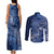 Africa Floral mix Maasai Shuka Couples Matching Tank Maxi Dress and Long Sleeve Button Shirt Blue Moitf LT9 - Wonder Print Shop