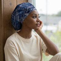 Africa Floral mix Maasai Shuka Easy Headwrap Blue Moitf