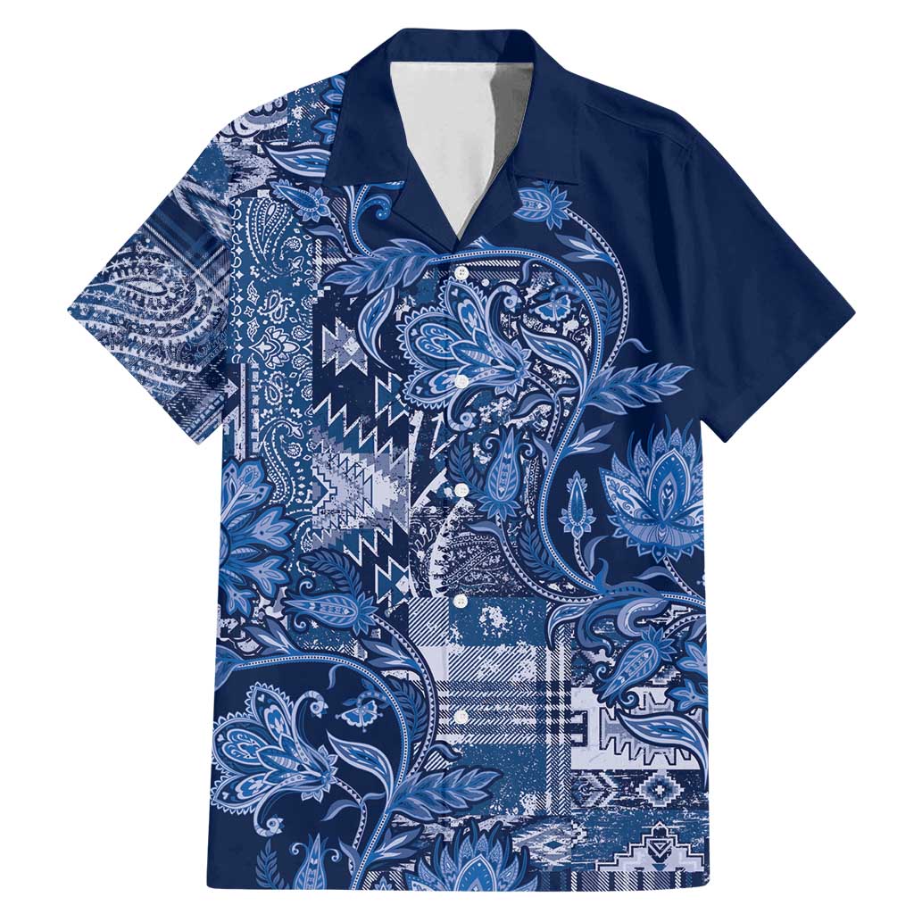 Africa Floral mix Maasai Shuka Family Matching Mermaid Dress and Hawaiian Shirt Blue Moitf LT9 - Wonder Print Shop