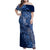 Africa Floral mix Maasai Shuka Family Matching Off Shoulder Maxi Dress and Hawaiian Shirt Blue Moitf LT9 - Wonder Print Shop