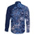Africa Floral mix Maasai Shuka Family Matching Puletasi and Hawaiian Shirt Blue Moitf - Wonder Print Shop
