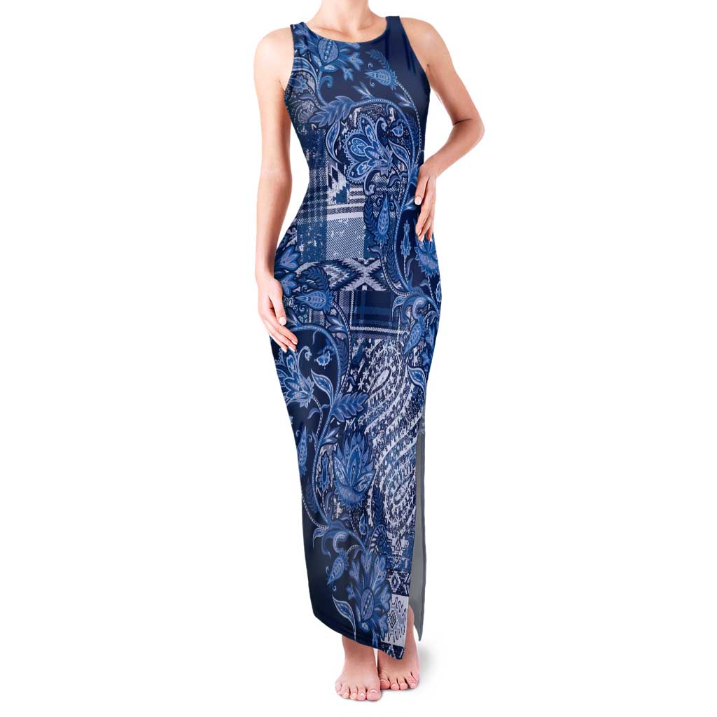 Africa Floral mix Maasai Shuka Family Matching Tank Maxi Dress and Hawaiian Shirt Blue Moitf - Wonder Print Shop