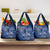 Africa Floral mix Maasai Shuka Grocery Bag Blue Moitf