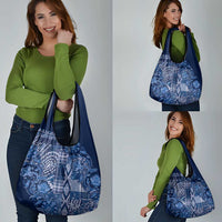 Africa Floral mix Maasai Shuka Grocery Bag Blue Moitf