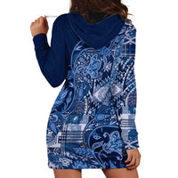 Africa Floral mix Maasai Shuka Hoodie Dress Blue Moitf - Wonder Print Shop