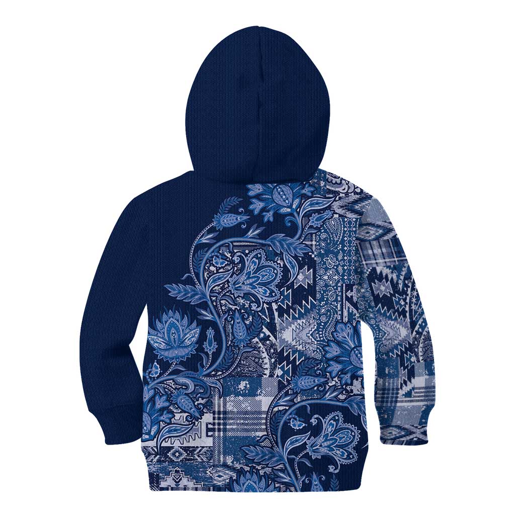 Africa Floral mix Maasai Shuka Kid Hoodie Blue Moitf - Wonder Print Shop