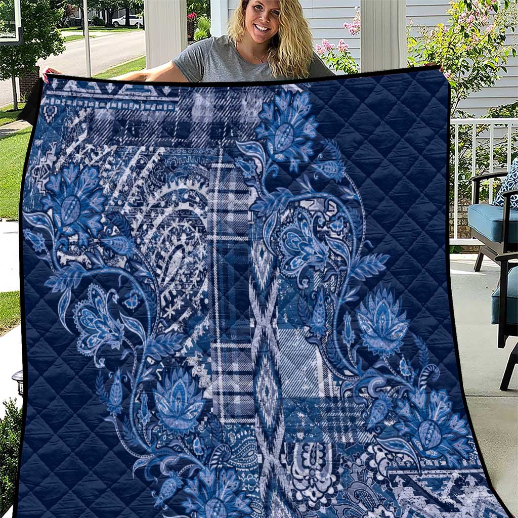 Africa Floral mix Maasai Shuka Quilt Blue Moitf - Wonder Print Shop