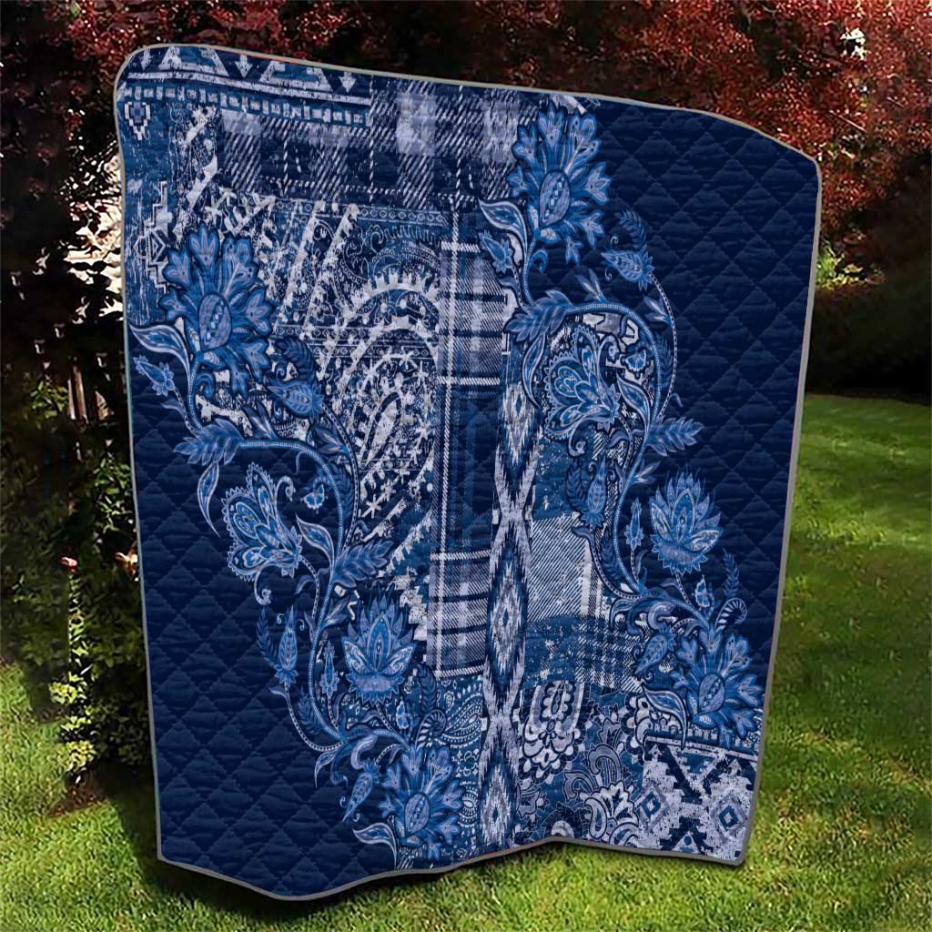 Africa Floral mix Maasai Shuka Quilt Blue Moitf - Wonder Print Shop