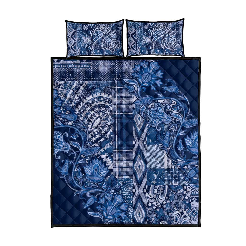 Africa Floral mix Maasai Shuka Quilt Bed Set Blue Moitf - Wonder Print Shop