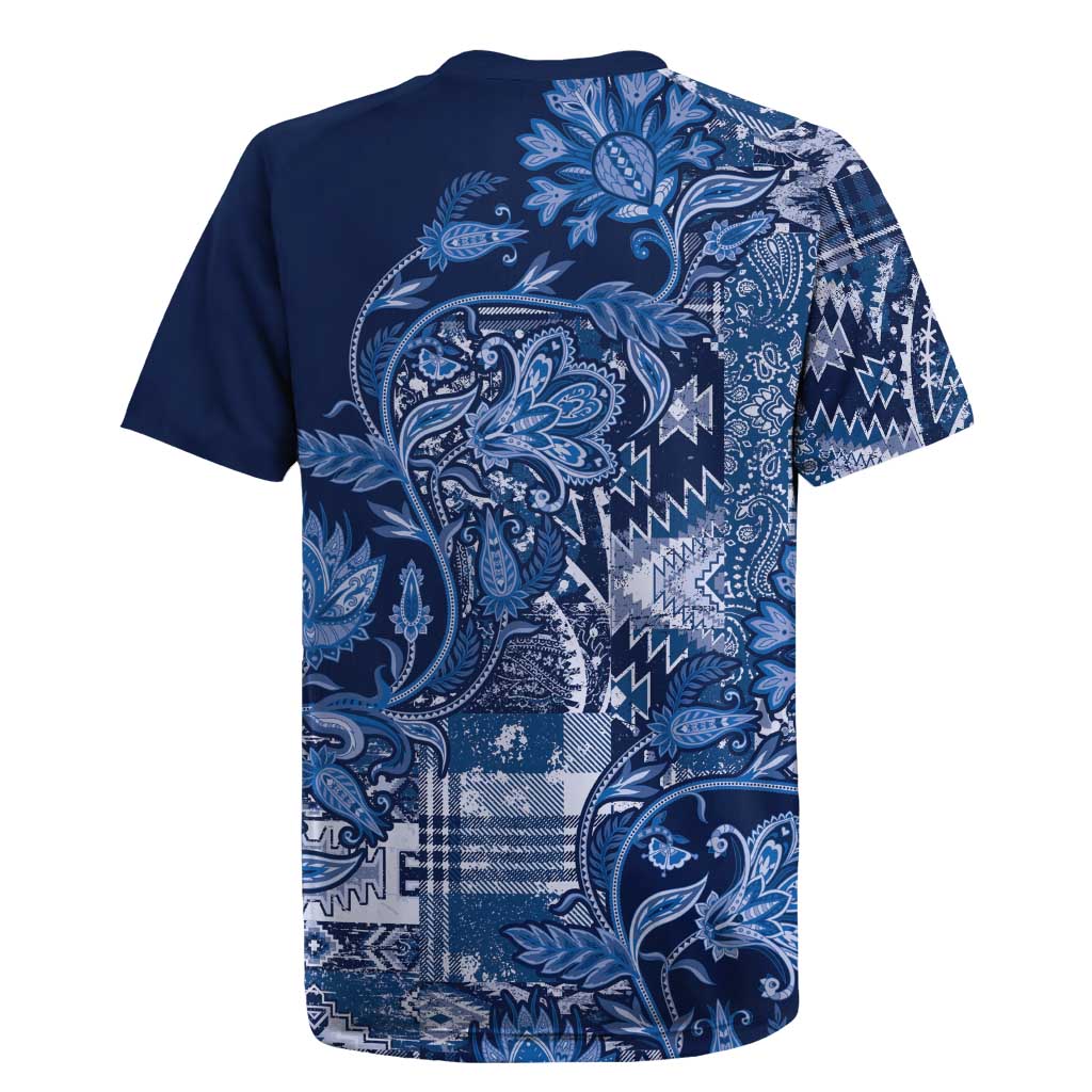 Africa Floral mix Maasai Shuka Rugby Jersey Blue Moitf - Wonder Print Shop