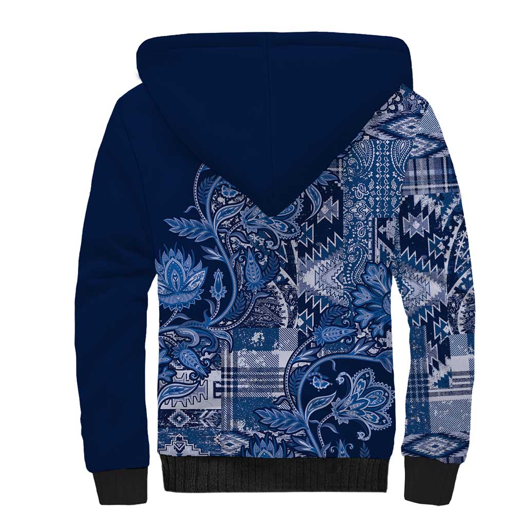Africa Floral mix Maasai Shuka Sherpa Hoodie Blue Moitf - Wonder Print Shop