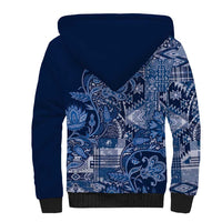 Africa Floral mix Maasai Shuka Sherpa Hoodie Blue Moitf - Wonder Print Shop