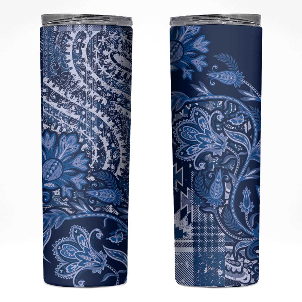 Africa Floral mix Maasai Shuka Skinny Tumbler Blue Moitf - Wonder Print Shop