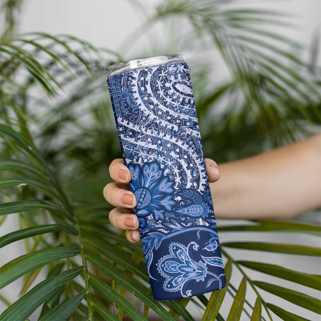 Africa Floral mix Maasai Shuka Skinny Tumbler Blue Moitf - Wonder Print Shop