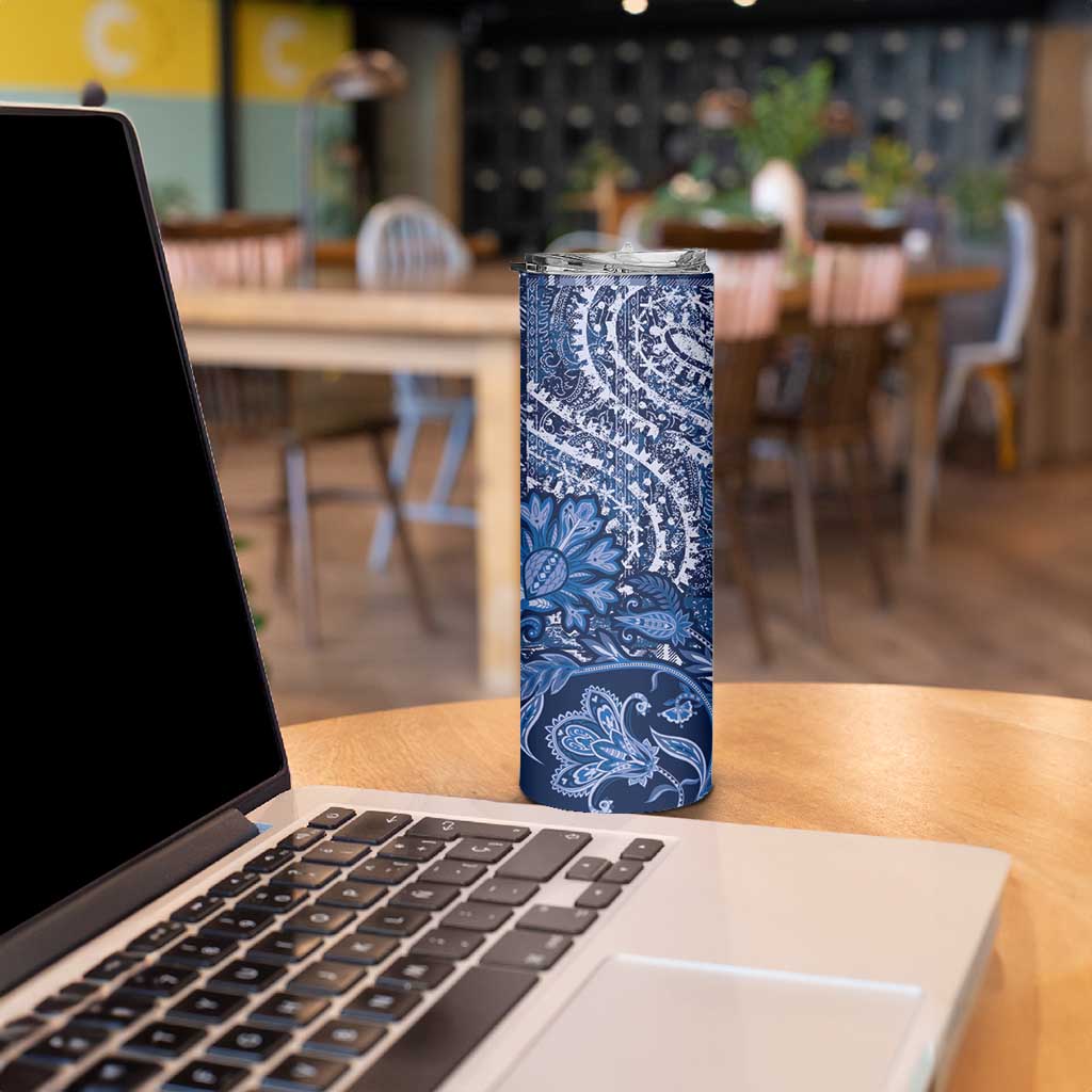 Africa Floral mix Maasai Shuka Skinny Tumbler Blue Moitf - Wonder Print Shop