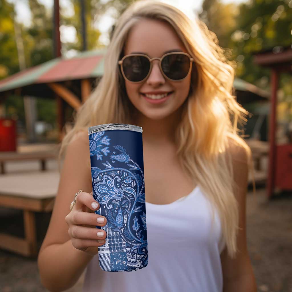 Africa Floral mix Maasai Shuka Skinny Tumbler Blue Moitf - Wonder Print Shop