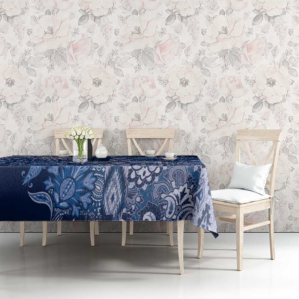 Africa Floral mix Maasai Shuka Tablecloth Blue Moitf - Wonder Print Shop