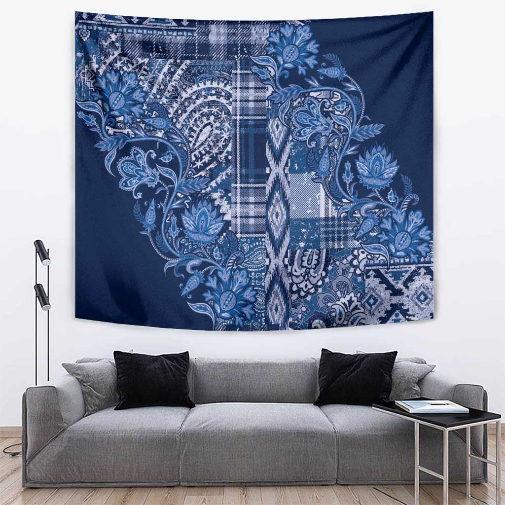 Africa Floral mix Maasai Shuka Tapestry Blue Moitf - Wonder Print Shop
