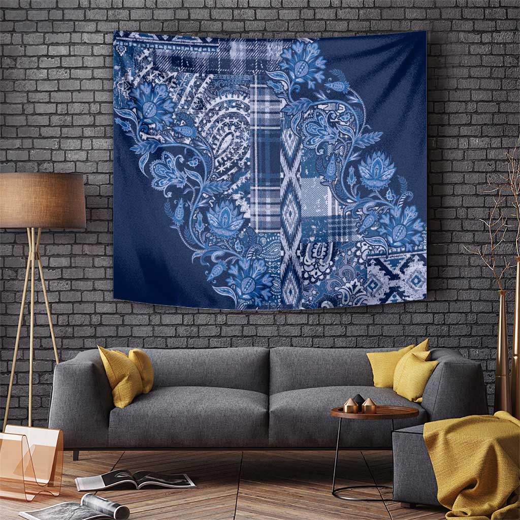 Africa Floral mix Maasai Shuka Tapestry Blue Moitf - Wonder Print Shop