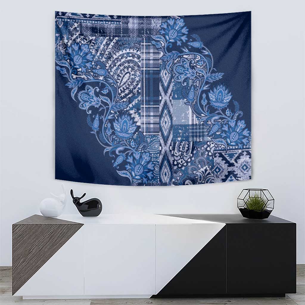 Africa Floral mix Maasai Shuka Tapestry Blue Moitf - Wonder Print Shop