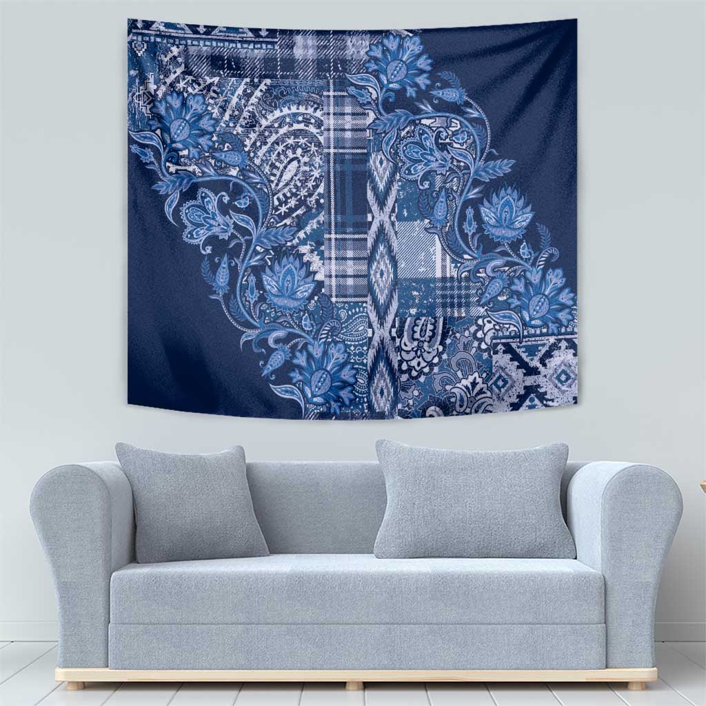 Africa Floral mix Maasai Shuka Tapestry Blue Moitf - Wonder Print Shop