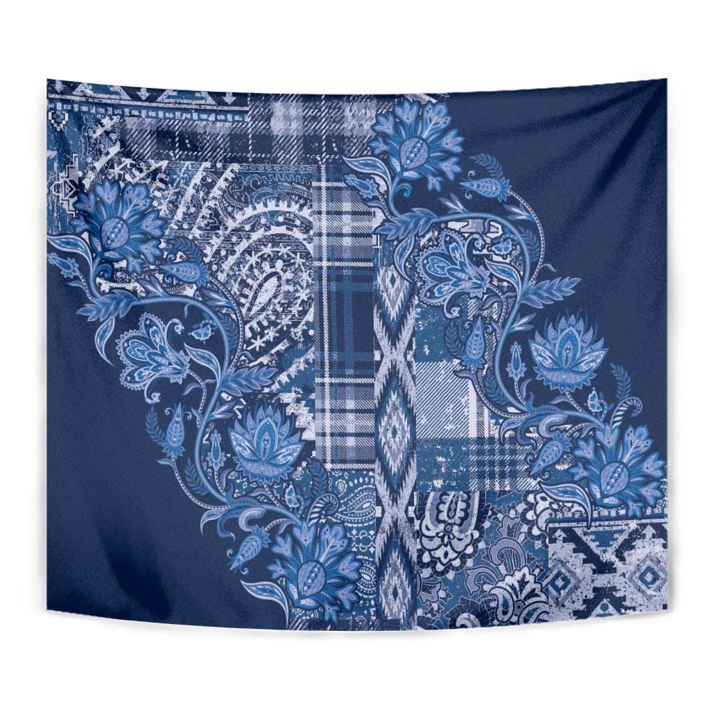Africa Floral mix Maasai Shuka Tapestry Blue Moitf - Wonder Print Shop
