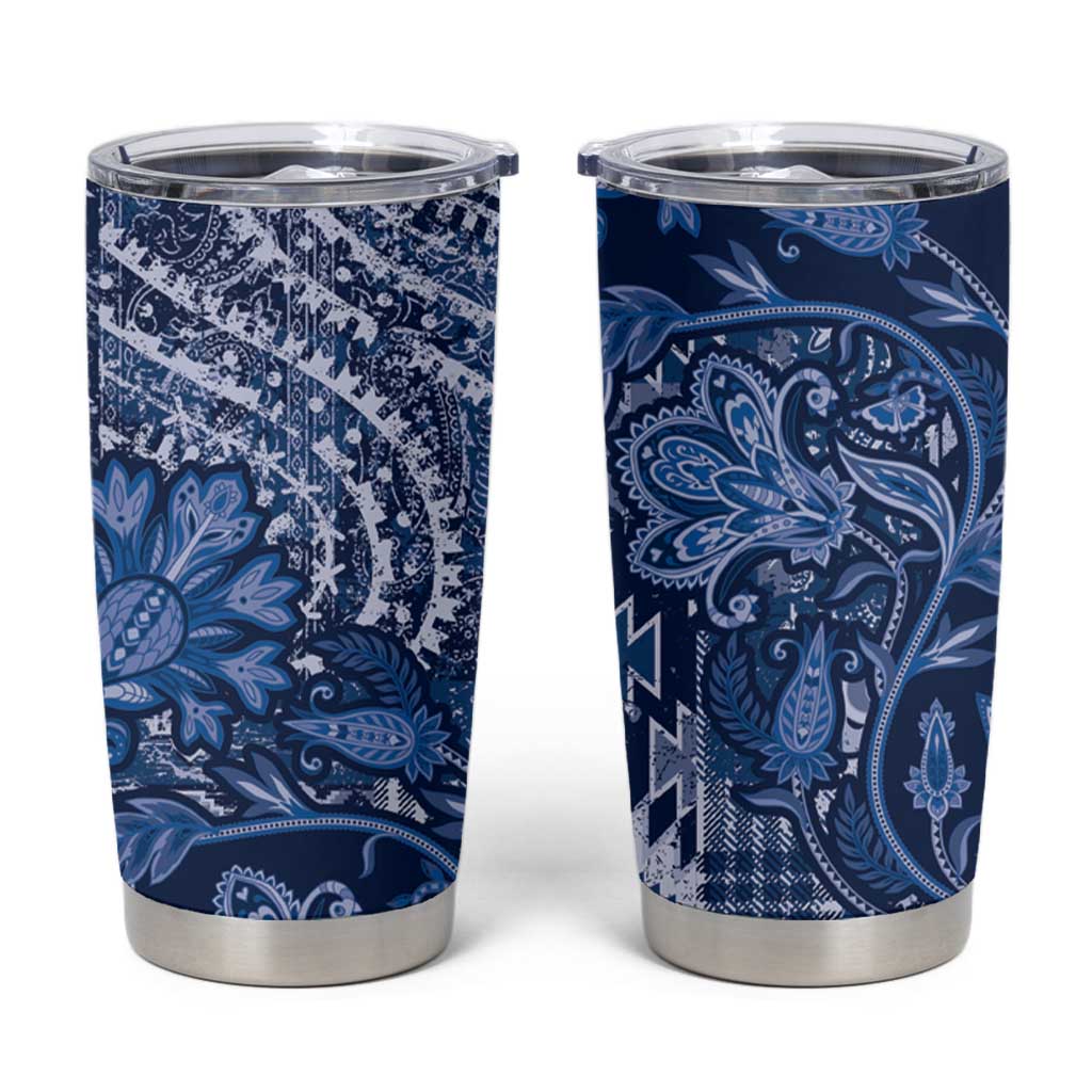 Africa Floral mix Maasai Shuka Tumbler Cup Blue Moitf - Wonder Print Shop
