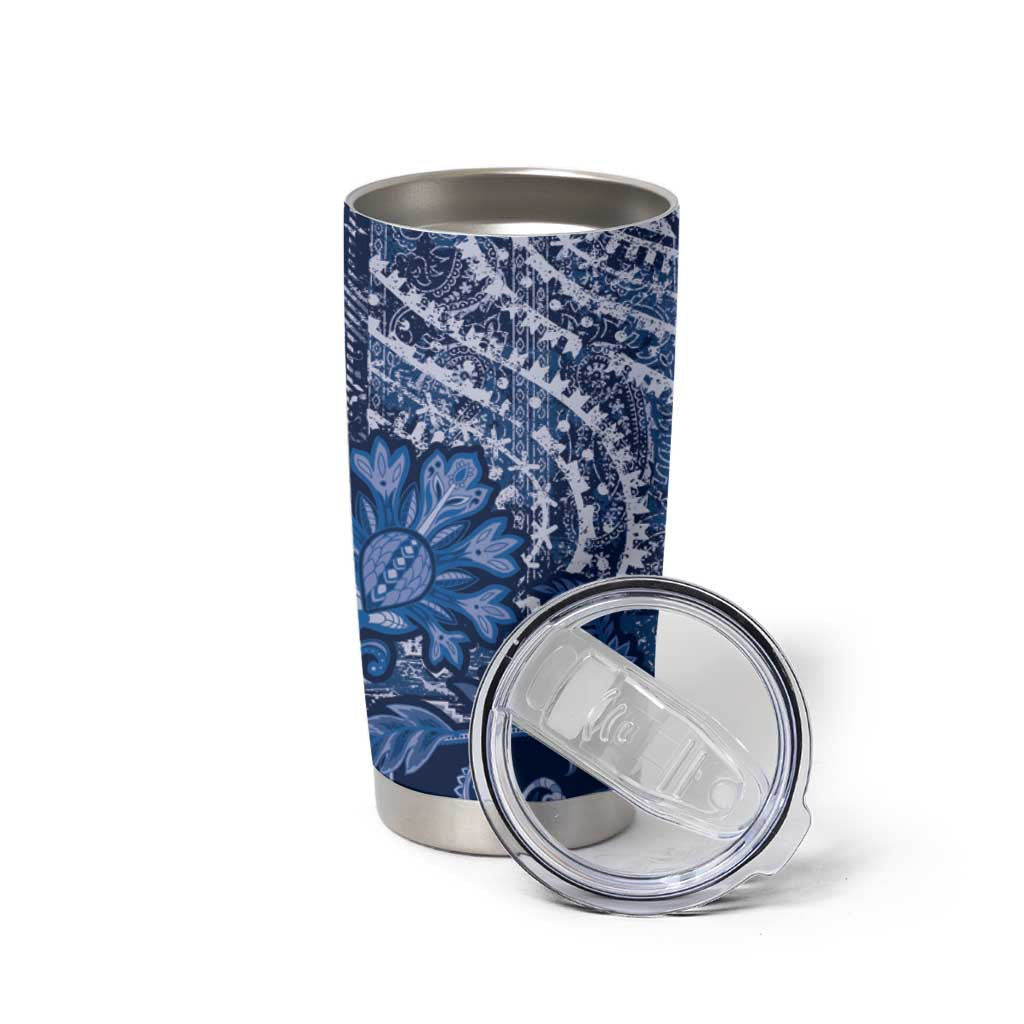 Africa Floral mix Maasai Shuka Tumbler Cup Blue Moitf - Wonder Print Shop