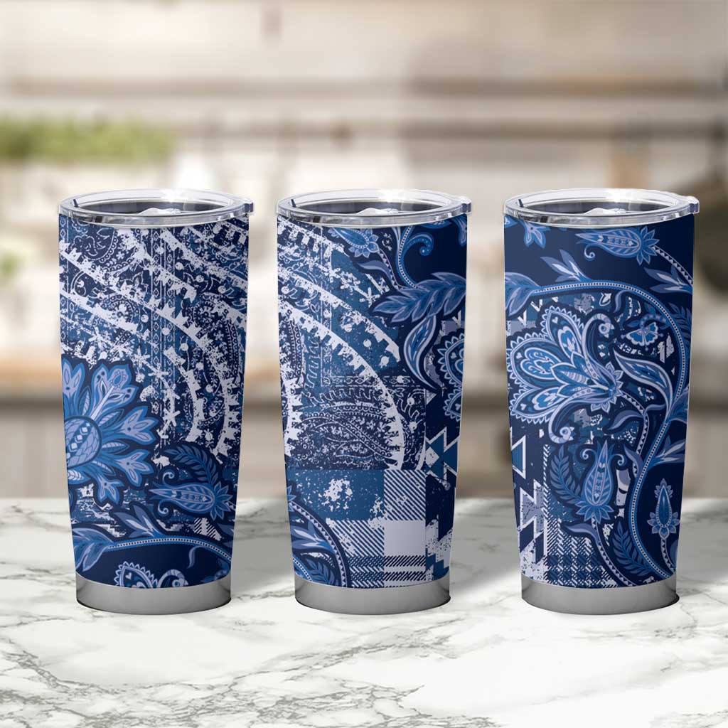 Africa Floral mix Maasai Shuka Tumbler Cup Blue Moitf - Wonder Print Shop