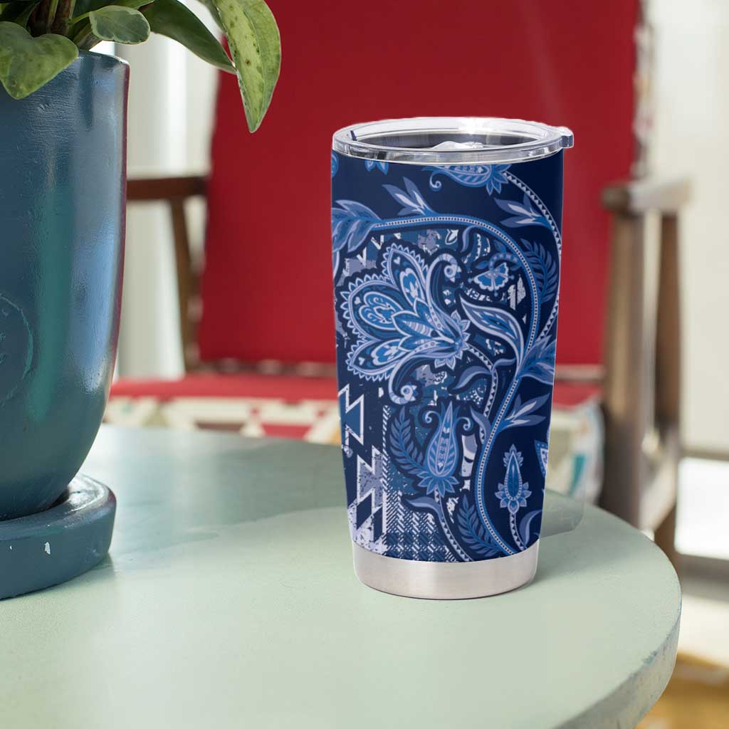 Africa Floral mix Maasai Shuka Tumbler Cup Blue Moitf - Wonder Print Shop