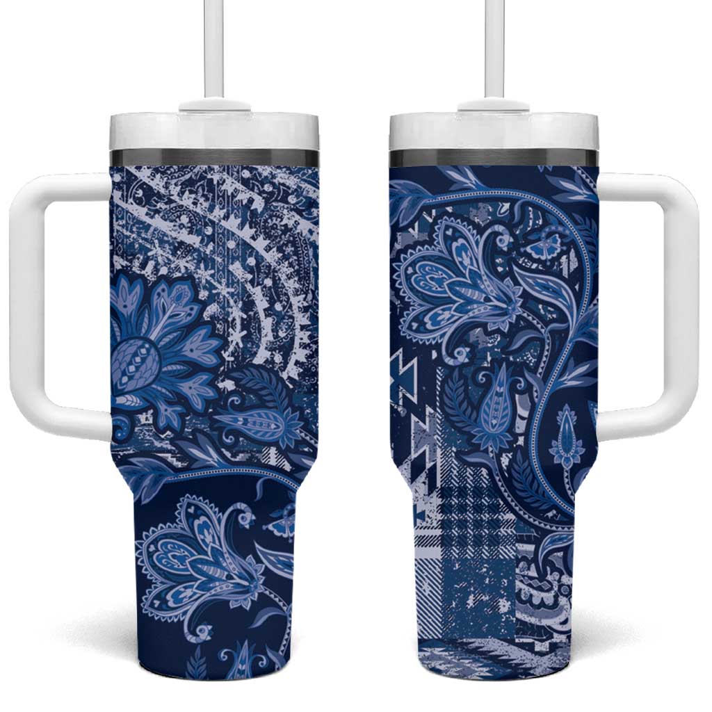 Africa Floral mix Maasai Shuka Tumbler With Handle Blue Moitf - Wonder Print Shop