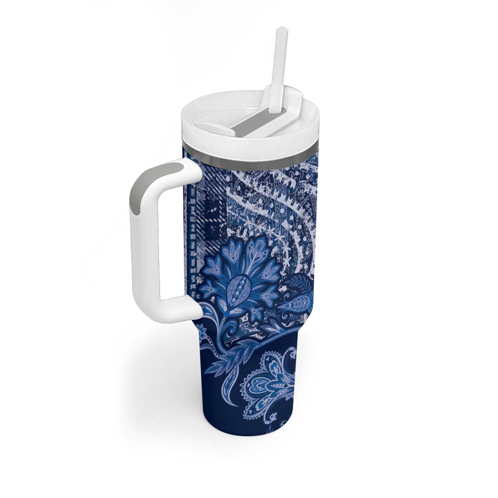 Africa Floral mix Maasai Shuka Tumbler With Handle Blue Moitf - Wonder Print Shop
