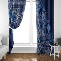 Africa Floral mix Maasai Shuka Window Curtain Blue Moitf - Wonder Print Shop