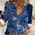Africa Floral mix Maasai Shuka Women Casual Shirt Blue Moitf - Wonder Print Shop