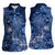 Africa Floral mix Maasai Shuka Women Sleeveless Polo Shirt Blue Moitf - Wonder Print Shop