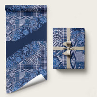 Africa Floral mix Maasai Shuka Wrapping Paper Blue Moitf - Wonder Print Shop