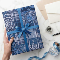 Africa Floral mix Maasai Shuka Wrapping Paper Blue Moitf - Wonder Print Shop