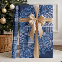 Africa Floral mix Maasai Shuka Wrapping Paper Blue Moitf - Wonder Print Shop