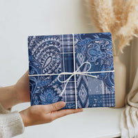 Africa Floral mix Maasai Shuka Wrapping Paper Blue Moitf - Wonder Print Shop