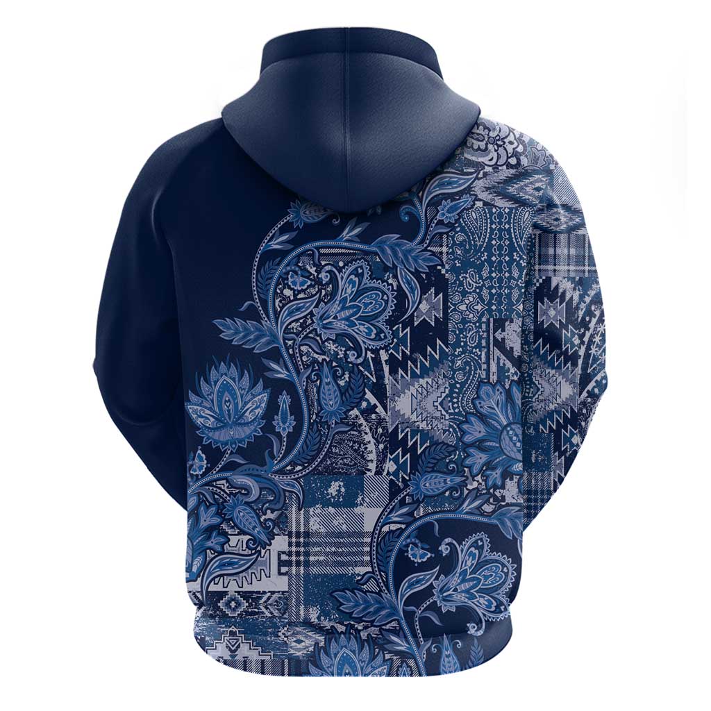 Africa Floral mix Maasai Shuka Zip Hoodie Blue Moitf - Wonder Print Shop