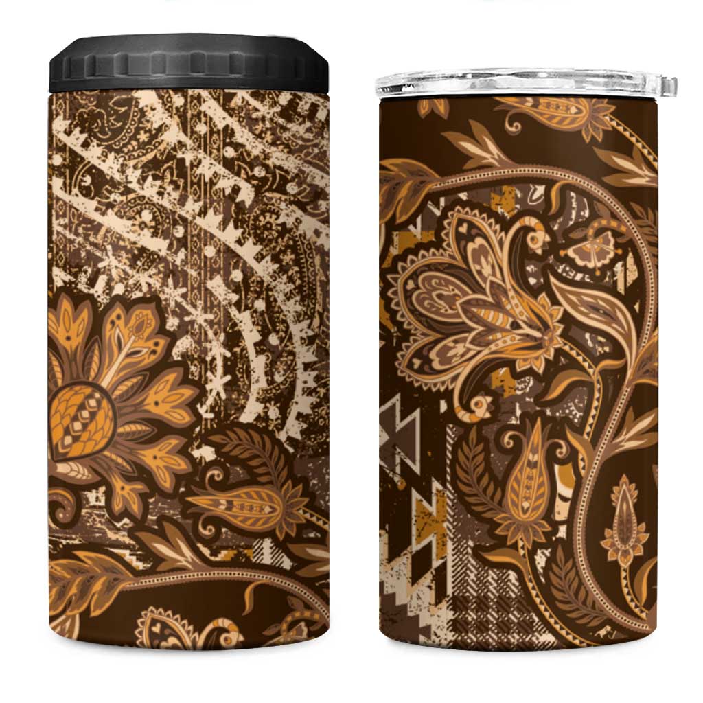 Africa Floral mix Maasai Shuka 4 in 1 Can Cooler Tumbler Gold Moitf LT9 - Wonder Print Shop