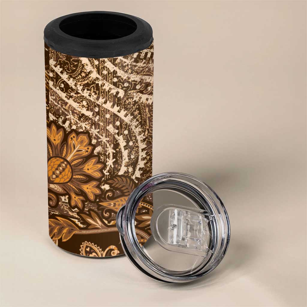 Africa Floral mix Maasai Shuka 4 in 1 Can Cooler Tumbler Gold Moitf LT9 - Wonder Print Shop